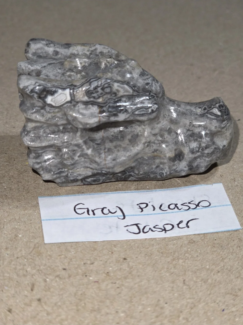 Detailed Picasso Stone Crystal Carved Dragon Head Stone Sculpture Decor